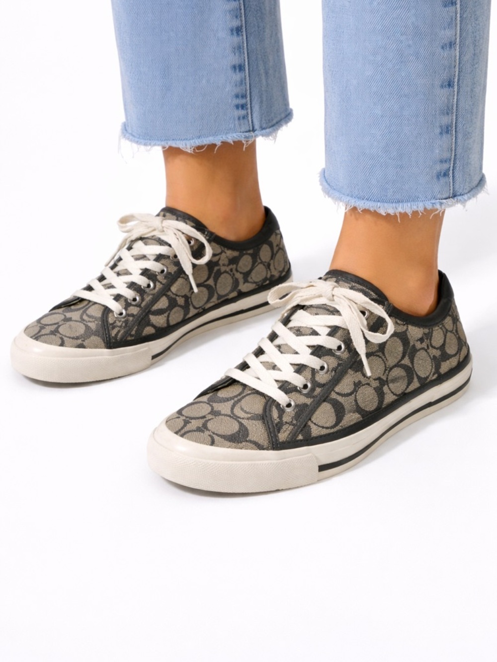 Coach Signature Sneakers Y2K Low Top Logo Canvas Shoes